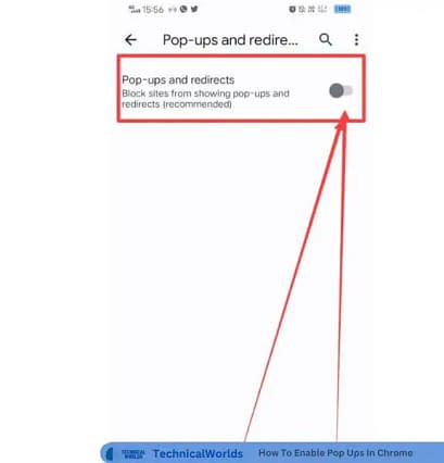 Enable pop up in chrome for android