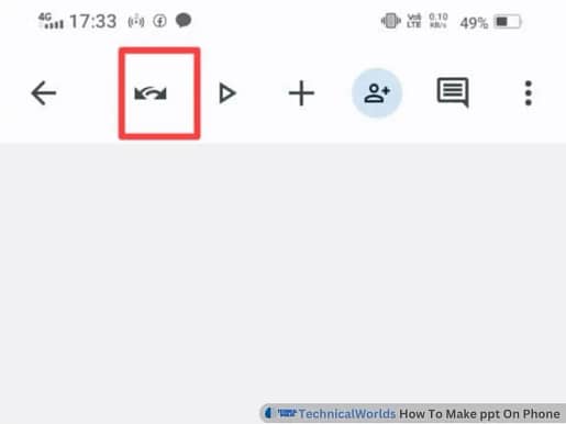 If you have made some mistake. in the presentation and you want to correct it. So for that you can use undo option. For which you have to click on the button with double arrow.