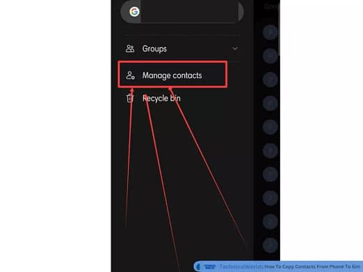 Now click on the second option "Manage Contacts".