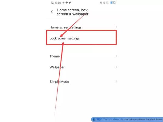 Click on the option "Lock Screen Settings".
