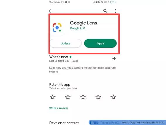 google lens application in play store.