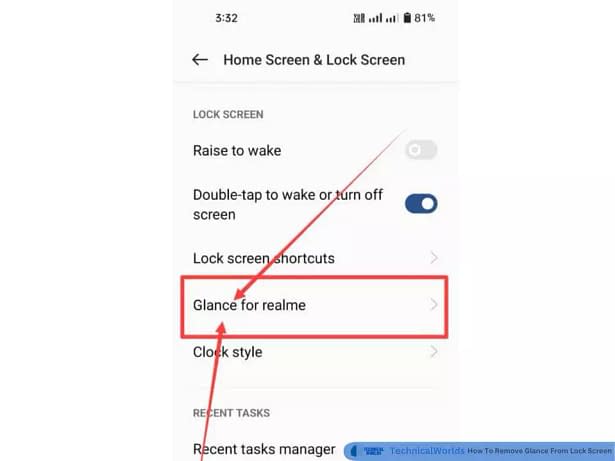 Click on the option "Glance for realme".